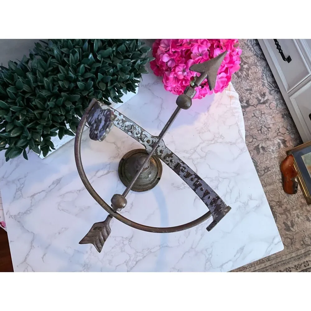 Vintage Armillary sundial chippy paint signed on the bottom must see